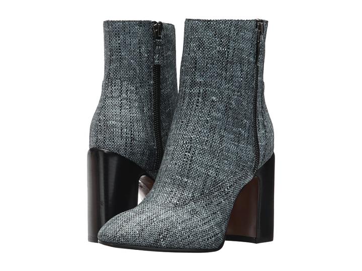 Aquatalia Elisabeth (black Printed Suede) Women's Dress Zip Boots