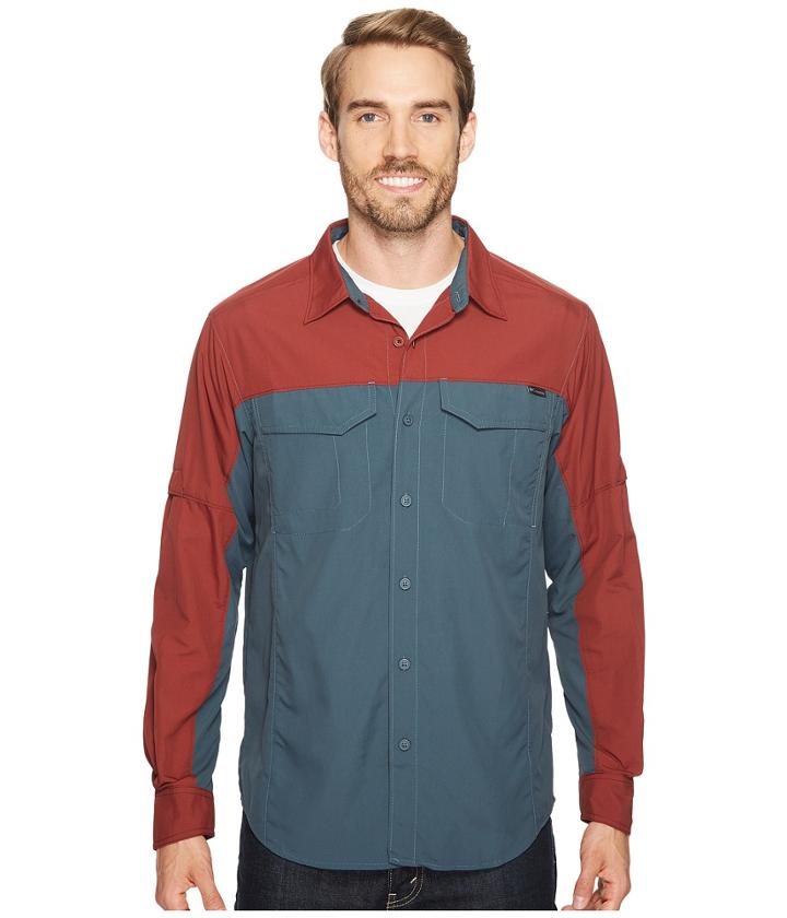 Columbia Silver Ridge Blocked Long Sleeve Shirt (deep Rust/mystery) Men's Long Sleeve Button Up