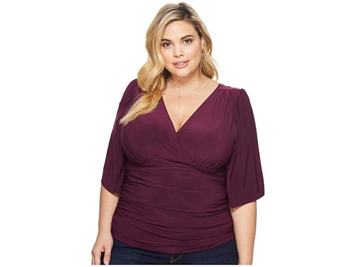 Kiyonna Keira Kimono Top (plum) Women's Blouse