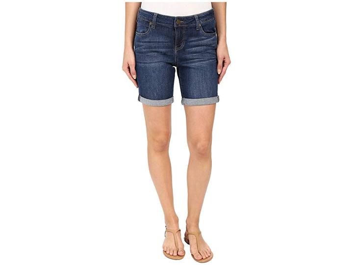 Liverpool Corine Rolled Denim Shorts In Montauk Mid Blue (montauk Mid Blue) Women's Shorts