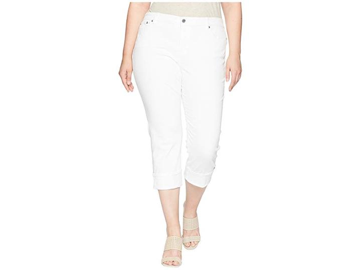 Lauren Ralph Lauren Plus Size Premier Straight Crop Jeans (pure White Wash) Women's Jeans