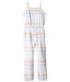 Polo Ralph Lauren Kids Striped Cotton Dobby Jumpsuit (little Kids/big Kids) (white/blue Multi) Girl's Jumpsuit & Rompers One Piece