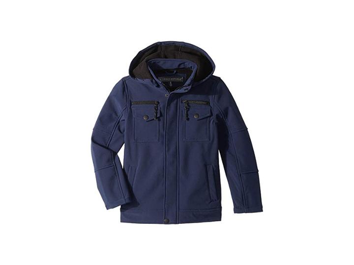 Urban Republic Kids Karl Softshell Officers Jacket W/ Zip Off Hood (little Kids/big Kids) (navy) Boy's Coat