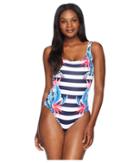 Tommy Bahama Palms Paradise Reversible Lace Back One-piece (mare Navy) Women's Swimsuits One Piece