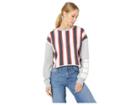 Juicy Couture 1988 Juicy Logo Stripe Terry Pullover (angel/city Rouge Sunset) Women's Clothing