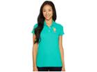 U.s. Polo Assn. Neon Logos Short Sleeve Polo Shirt (emerald Wave) Women's Short Sleeve Knit