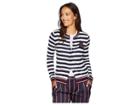 Lauren Ralph Lauren Petite Bullion-patch Cotton Cardigan (navy/mascarpone Cream Multi) Women's Sweater