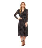 Anne Klein Long Sleeve Belted Mesh Dress (black/white) Women's Dress