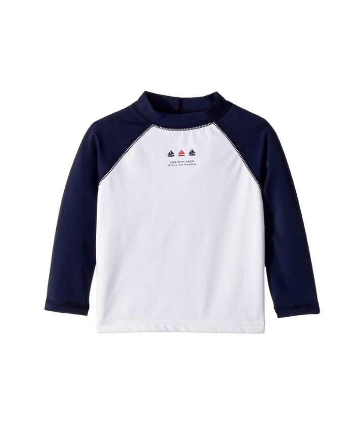 Janie And Jack Long Sleeve Rashguard (infant) (navy) Boy's Swimwear