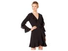 Adrianna Papell Pebble Stretch Chiffon Blouson Dress Features A Long Sleeve And Ruffle Skirt (black) Women's Dress
