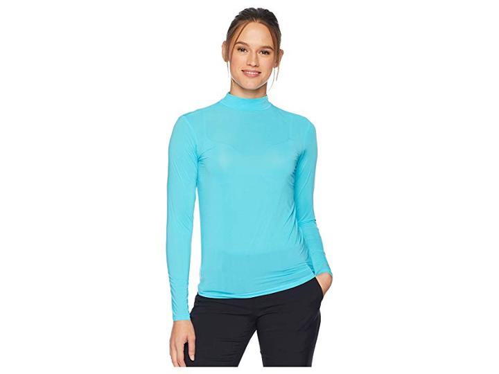 Jamie Sadock Sunsense(r) Mandarin Collar Layering Shirt (cyan) Women's Clothing