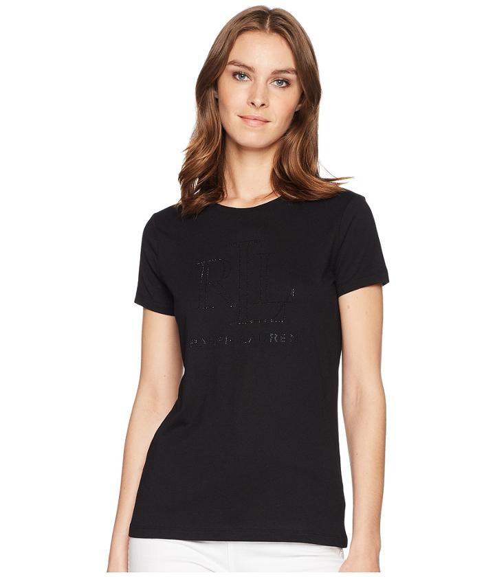 Lauren Ralph Lauren Studded Logo T-shirt (polo Black) Women's T Shirt