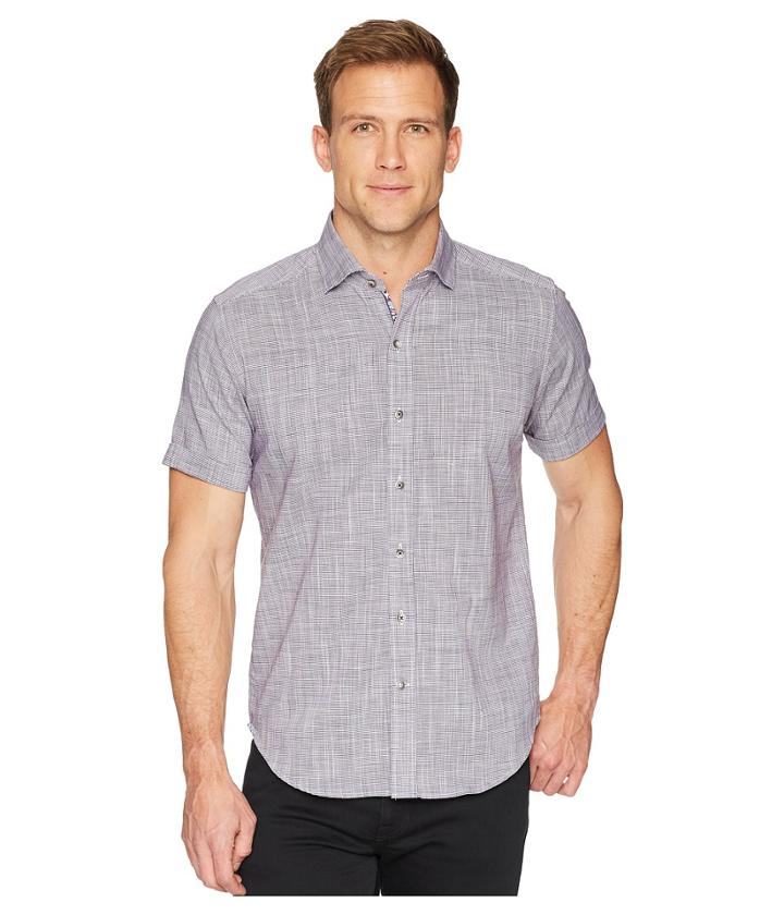 Robert Graham Modern Americana Isia Short Sleeve Woven Shirt (purple) Men's Clothing