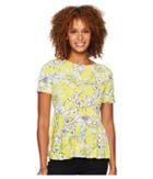 Eci Short Sleeve Peplum Top (yellow/white) Women's Clothing