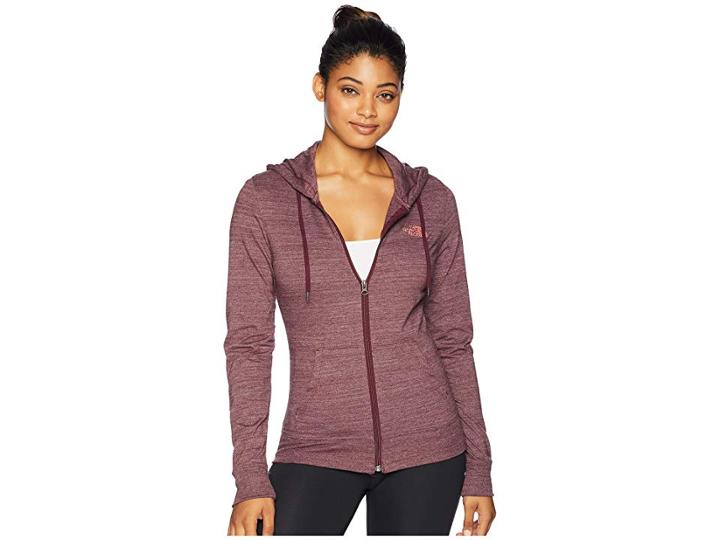 The North Face Lightweight Tri-blend Full Zip Hoodie (fig Heather/faded Rose) Women's Sweatshirt