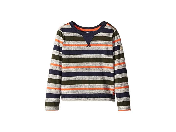 Joules Kids Breton Striped T-shirt (toddler/little Kids) (grey Marl Multi Stripe) Boy's Clothing