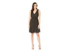 Nine West Crinkle Dot Charmeuse Surplus Fit Flare Dress (black Multi) Women's Dress