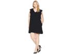 Kari Lyn Plus Size Sky V-neck Ruffle Sleeve Dress (black) Women's Dress