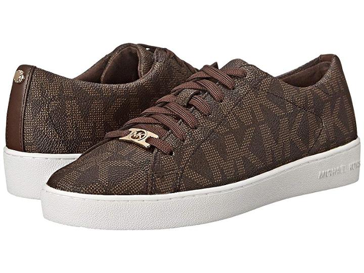 Michael Michael Kors Keaton Lace Up (brown Mk Sig Pvc) Women's Lace Up Casual Shoes