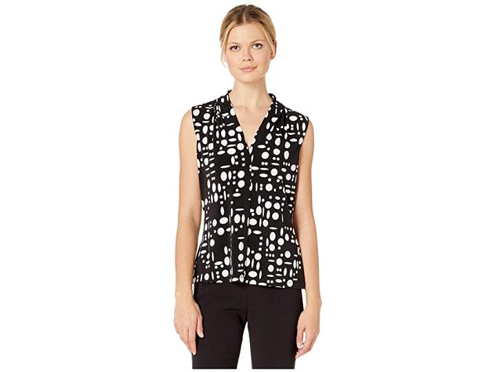 Calvin Klein Printed V-neck Cami (black Multi) Women's Clothing