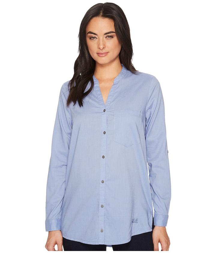 Jack Wolfskin Indian Springs Shirt (dusk Blue Stripes) Women's Clothing