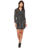 Lucky Brand Printed Tie Front Dress (black Multi) Women's Dress