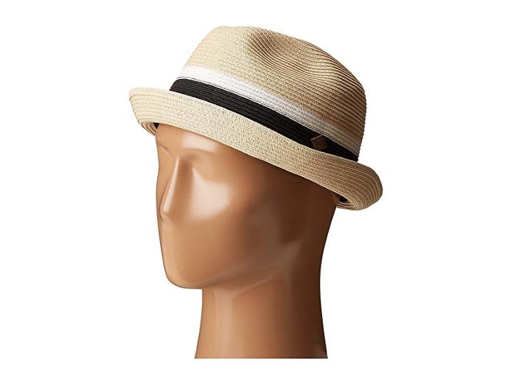 San Diego Hat Company Sdh3020 Pinched Crown Braid Pork Pie Hat With Multi Pop Color Insert (natural) Traditional Hats
