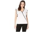 Bobeau Knit Flutter Top (ivory/black) Women's Blouse