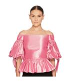 Marchesa Solid Off The Shoulder Peplum Top In Taffeta (rose) Women's Dress