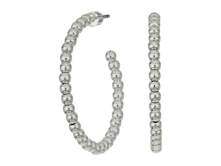 Lauren Ralph Lauren Metal Bead Hoop Earrings (silver) Earring