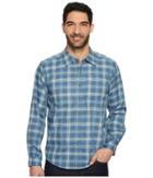 Exofficio Okanagan Macro Check Long Sleeve Shirt (blue Lake) Men's Long Sleeve Button Up