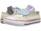 Converse Kids Chuck Taylor(r) All Star(r) Double Tongue Star Perf Canvas Ox (little Kid/big Kid) (driftwood/twilight Pulse/white) Girls Shoes