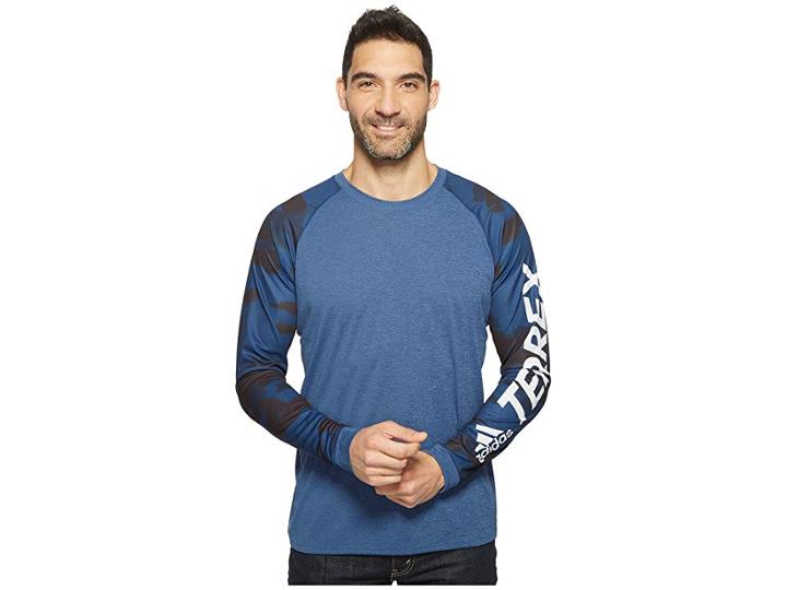 Adidas Outdoor Trailcross Long Sleeve Shirt (collegiate Navy) Men's Long Sleeve Pullover