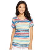 Fdj French Dressing Jeans Sunrise Stripe V-neck Top (multi) Women's T Shirt