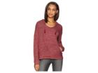 Roxy Love In The Sky Knit V-neck Top (tawny Port Heather) Women's Clothing