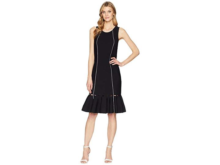 Nic+zoe Tipped Trumpet Dress (black Onyx) Women's Dress