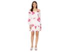 Betsey Johnson Off The Shoulder Floral Dress (white/pink) Women's Dress