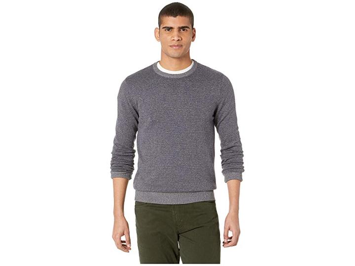 Rvca Layback Stripe Crew (grey Noise Heather) Men's Clothing