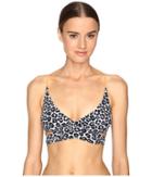 Stella Mccartney Mixed Animal And Elastic Wrap Top (midnight Blue Leopard/giraffe Print) Women's Swimwear