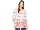 Fdj French Dressing Jeans Geo Floral Print Notched Crew Top (multi) Women's Clothing