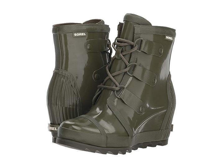 Sorel Joan Rain Wedge Gloss (nori/zest) Women's Waterproof Boots