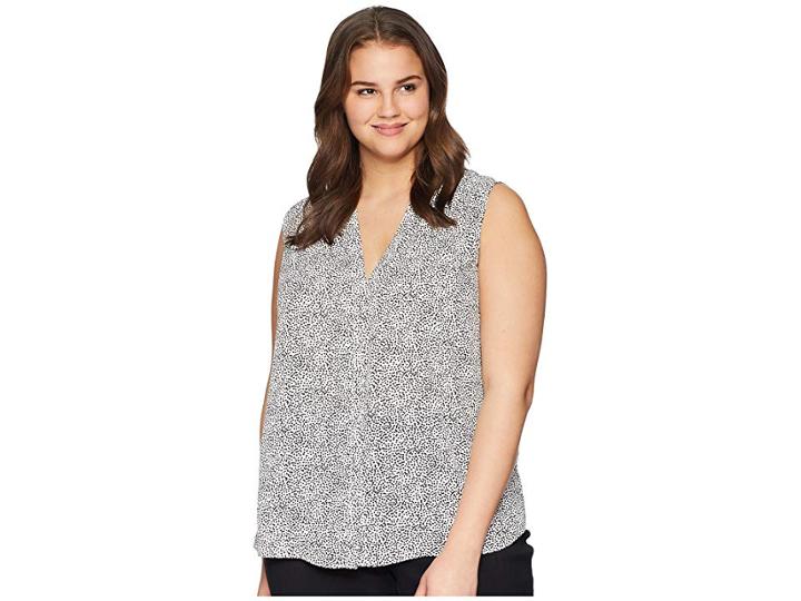 Nydj Plus Size Plus Size Sleeveless Pintuck Blouse (inked Dots Black) Women's Blouse