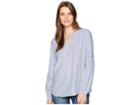 Two By Vince Camuto Long Sleeve Mix Stripe Peasant Blouse (zen Blue) Women's Blouse
