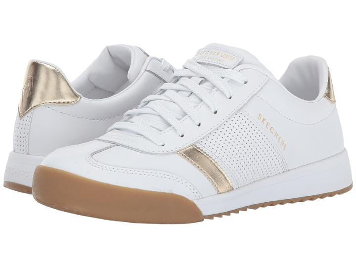 Skechers Zinger (white/gold) Women's Lace Up Casual Shoes