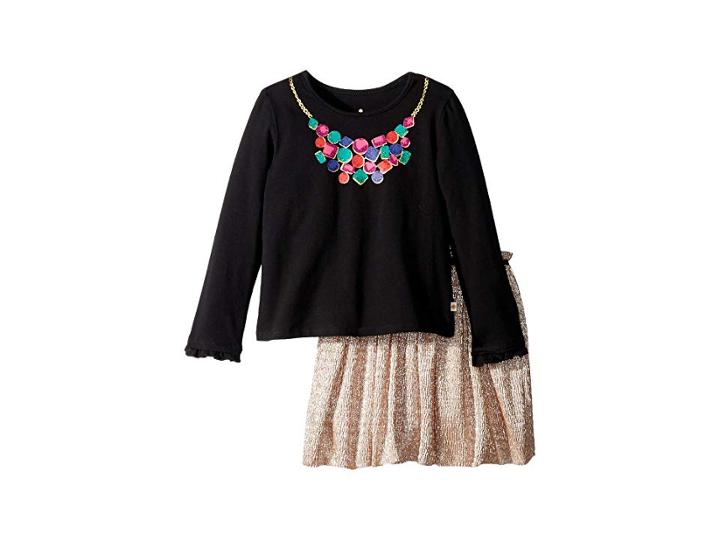 Kate Spade New York Kids Metallic Knit Skirt Set (toddler/little Kids) (black) Girl's Active Sets