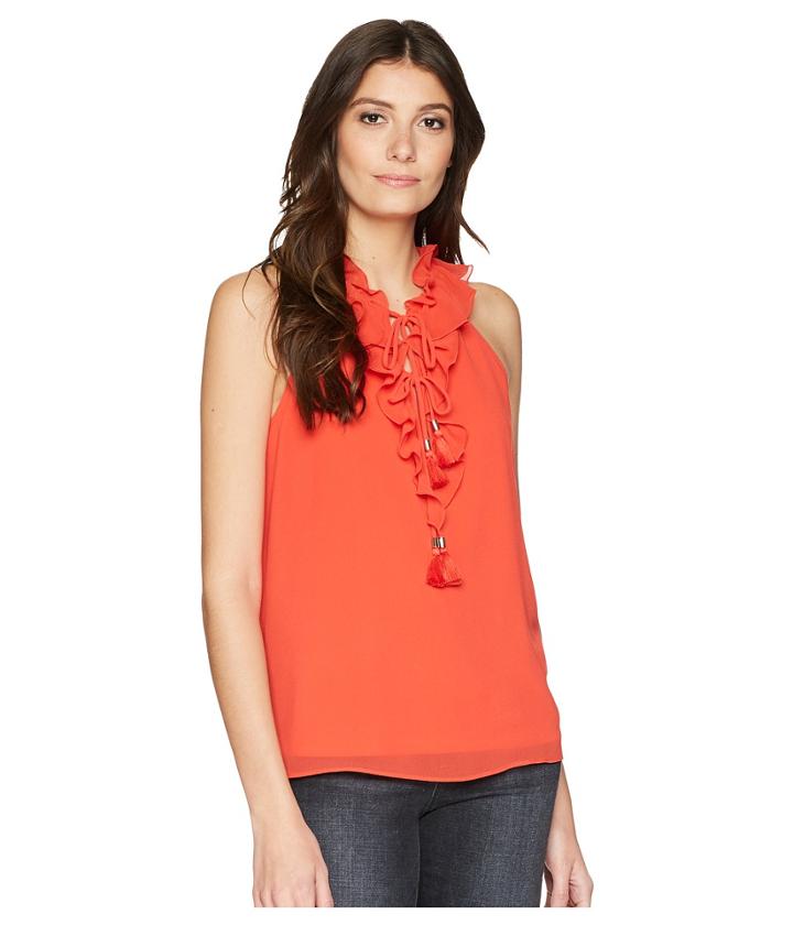 Kensie Crepe Chiffon Top Ks5k4682 (red Pepper) Women's Clothing