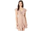 Wayf Danni Ruched Ruffle Mini Dress (blush Clip Dot) Women's Dress