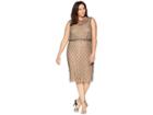 Adrianna Papell Plus Size Fully Beaded Cap Sleeve Cocktail Dress (lead Nude) Women's Dress