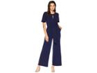 Eci Keyhole Neck Tie Front Jersey Jumpsuit (navy) Women's Jumpsuit & Rompers One Piece