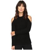 Vince Camuto Long Sleeve Cold-shoulder Cable Sweater (rich Black) Women's Sweater